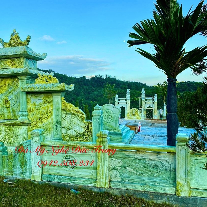 Lăng Thờ Đá Ngọc Serpentine Nguyên Khối Cao Cấp – Long Đình Đá Phong Thuỷ Hiện Đại