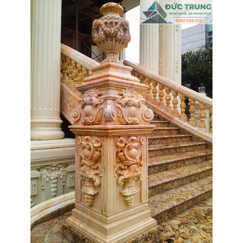 Trụ lan can đá Marble vàng Ai cập