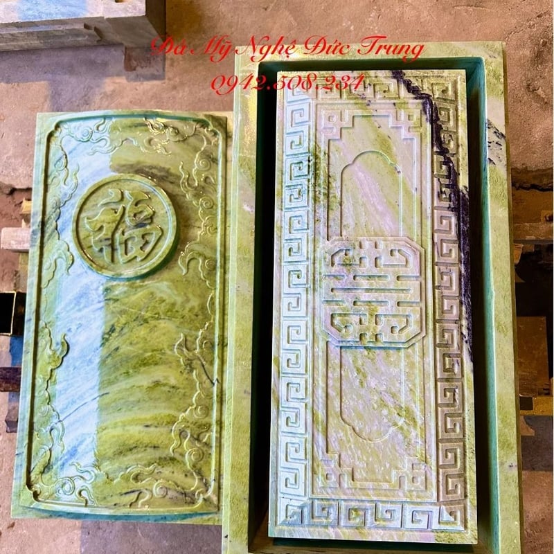 Tiểu Quách Đá Ngọc Serpentine Nguyên Khối – Quách Đá Phong Thủy Cao Cấp, Sang Trọng