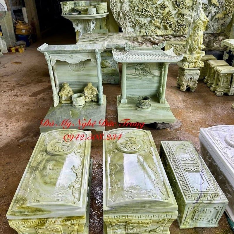 Tiểu Quách Đá Ngọc Serpentine Nguyên Khối – Quách Đá Phong Thủy Cao Cấp, Sang Trọng