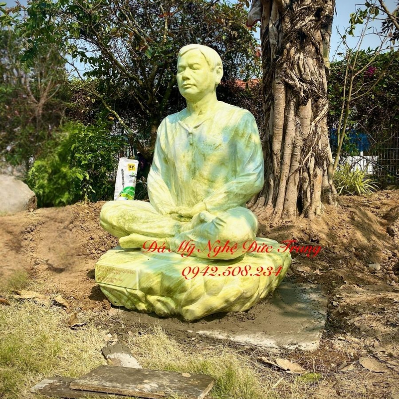 Tượng Chân Dung Bán Thân Đá Ngọc Serpentine Truyền Thần 3D – Phong Thái Lãnh Đạo
