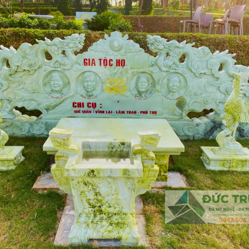 Bức án thư - bàn lễ đá ngọc Serpentin cao cấp - Đá mỹ nghệ Đức Trung