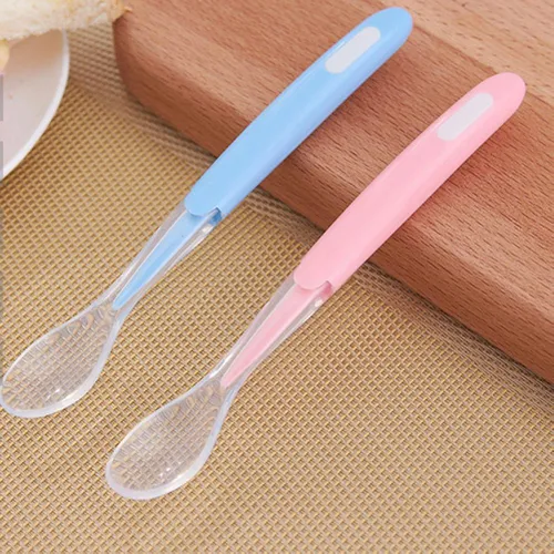  Muỗng silicon cho bé ăn dặm - muỗng silicone chuôi gỗ 