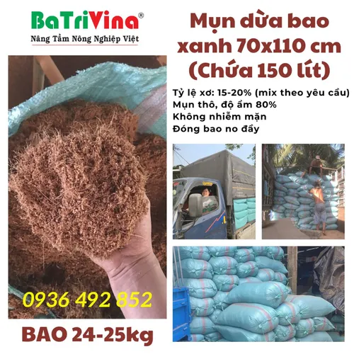 MỤN DỪA THÔ BAO XANH 70 X 110 CM