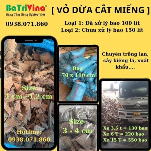 Vỏ Dừa Cắt Miếng
