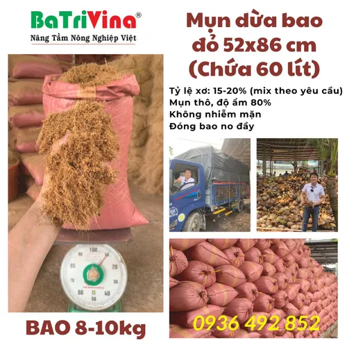 MỤN DỪA THÔ BAO ĐỎ 52 X 84 CM