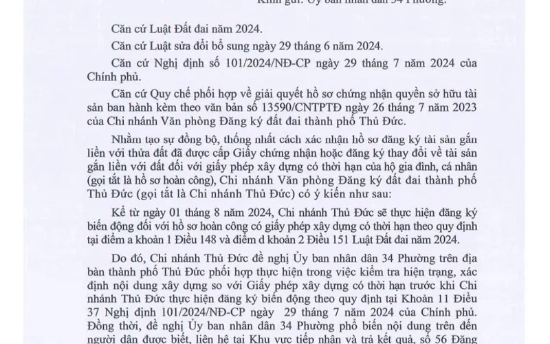 Thành phố Thủ Đức cấp sổ hồng hoàn công cho nhà có giấy phép có thời hạn