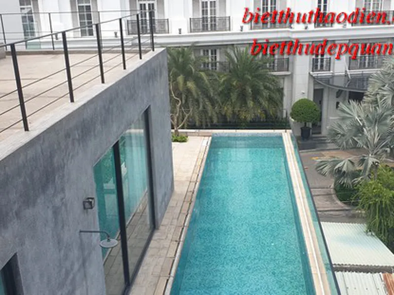 Cho thuê biệt thự hiện đại, hồ bơi cây xanh vào tận trong phòng ngủ