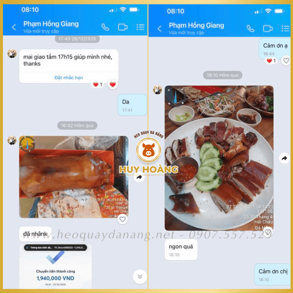 Feedback khách hàng khen heo quay ngon