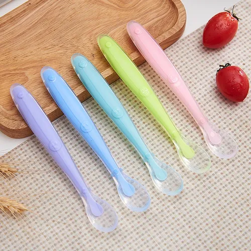 Silicone Spoon for Baby’s Weaning – Silicone Spoon with Wooden Handle