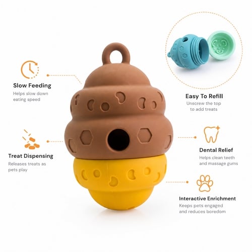Honeycomb Slow Feeder Silicone Dog Toy