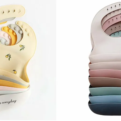 Premium silicone bib with food catcher for babies, easy to clean