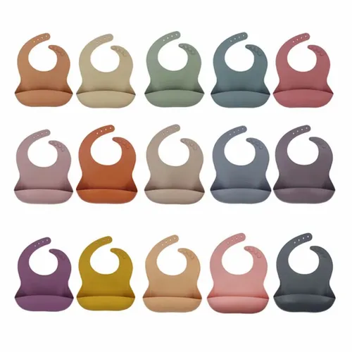 Premium silicone bib with food catcher for babies, easy to clean