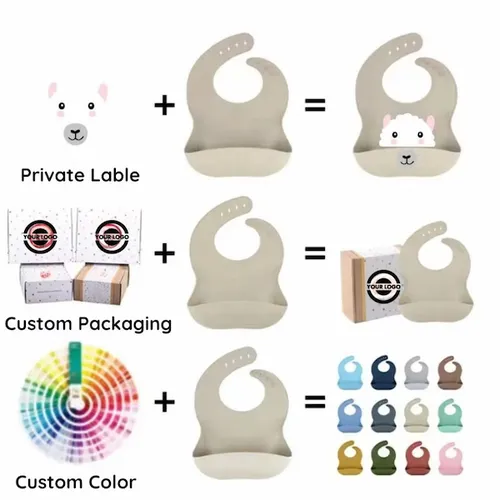 Premium silicone bib with food catcher for babies, easy to clean