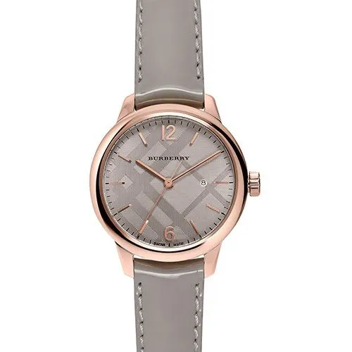The Classic Round Gray Leather Strap Timepiece BU10119