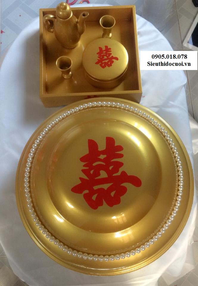 Mâm quả, khay, bình rượu và khăn Mâm quả, khay, bình rượu và khăn