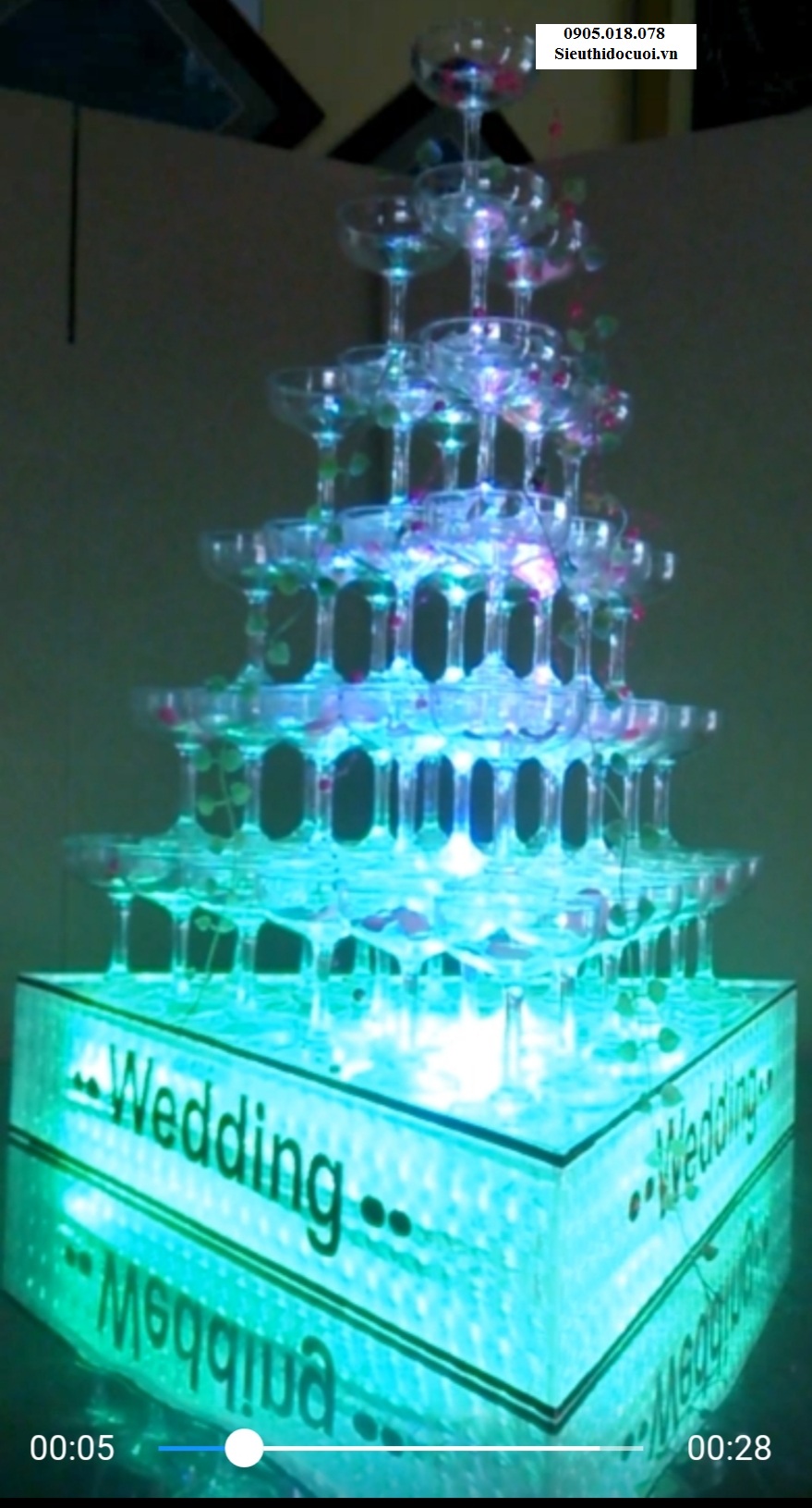 Tháp ly champagne xếp tầng mẫu TL24 Tháp ly champagne xếp tầng mẫu TL24