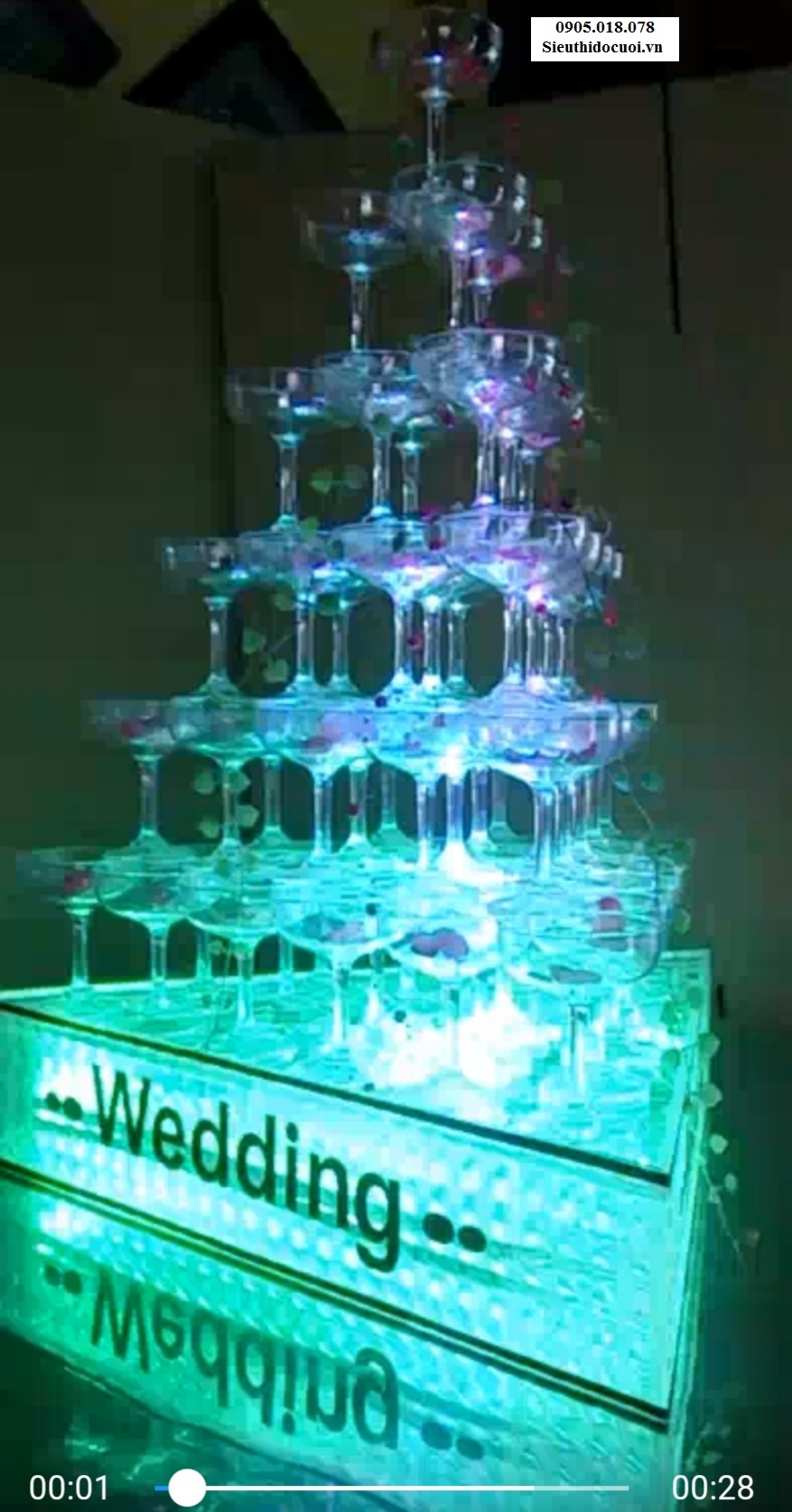 Tháp ly champagne xếp tầng mẫu TL24 Tháp ly champagne xếp tầng mẫu TL24