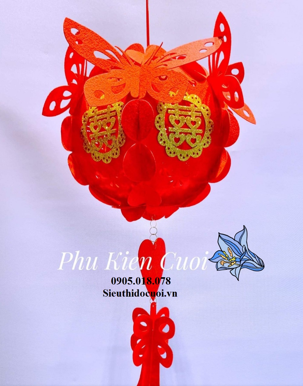 Dây song hỷ trang trí ngày cưới, Lồng đèn cưới Dây song hỷ trang trí ngày cưới, Lồng đèn cưới