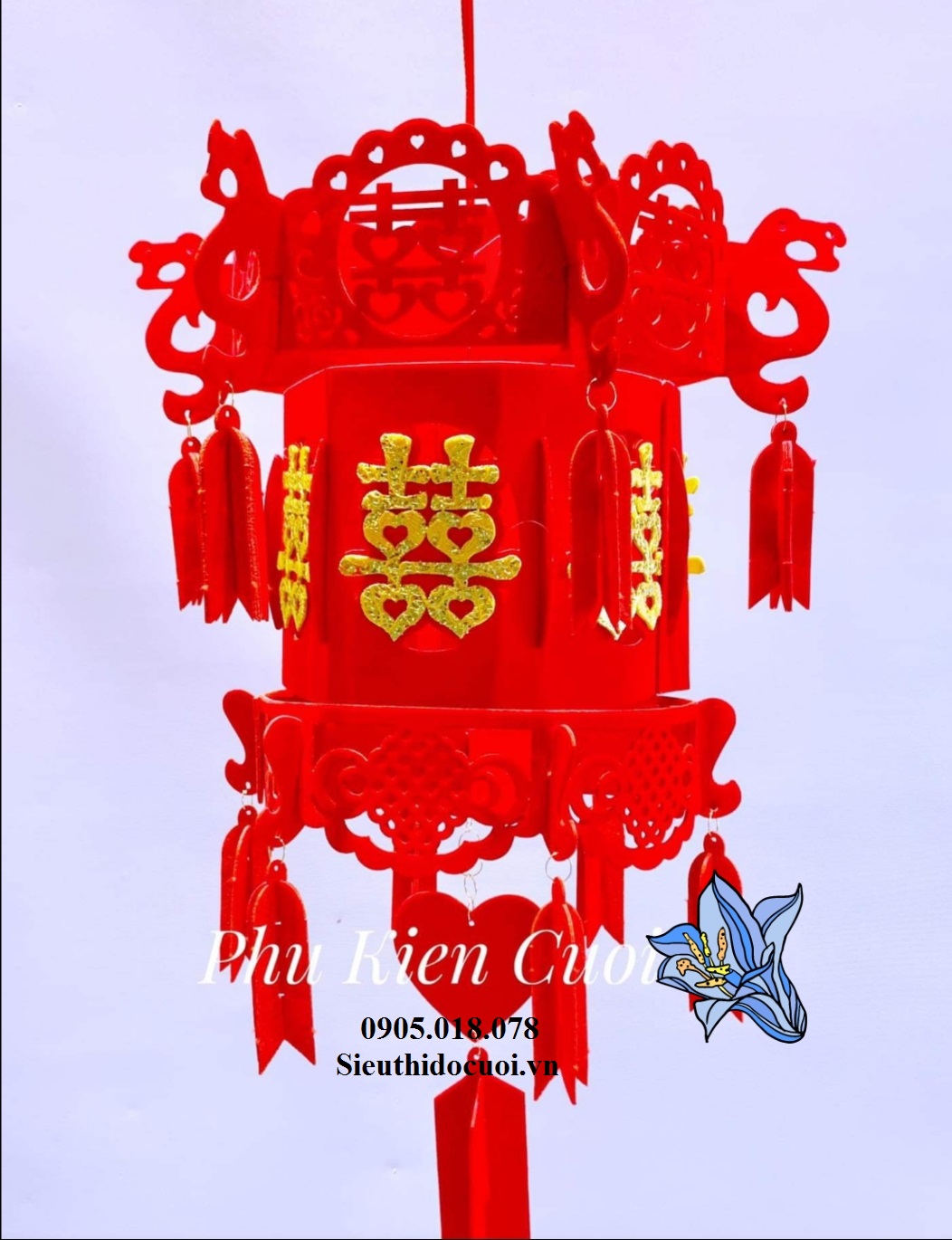 Dây song hỷ trang trí ngày cưới, Lồng đèn cưới Dây song hỷ trang trí ngày cưới, Lồng đèn cưới