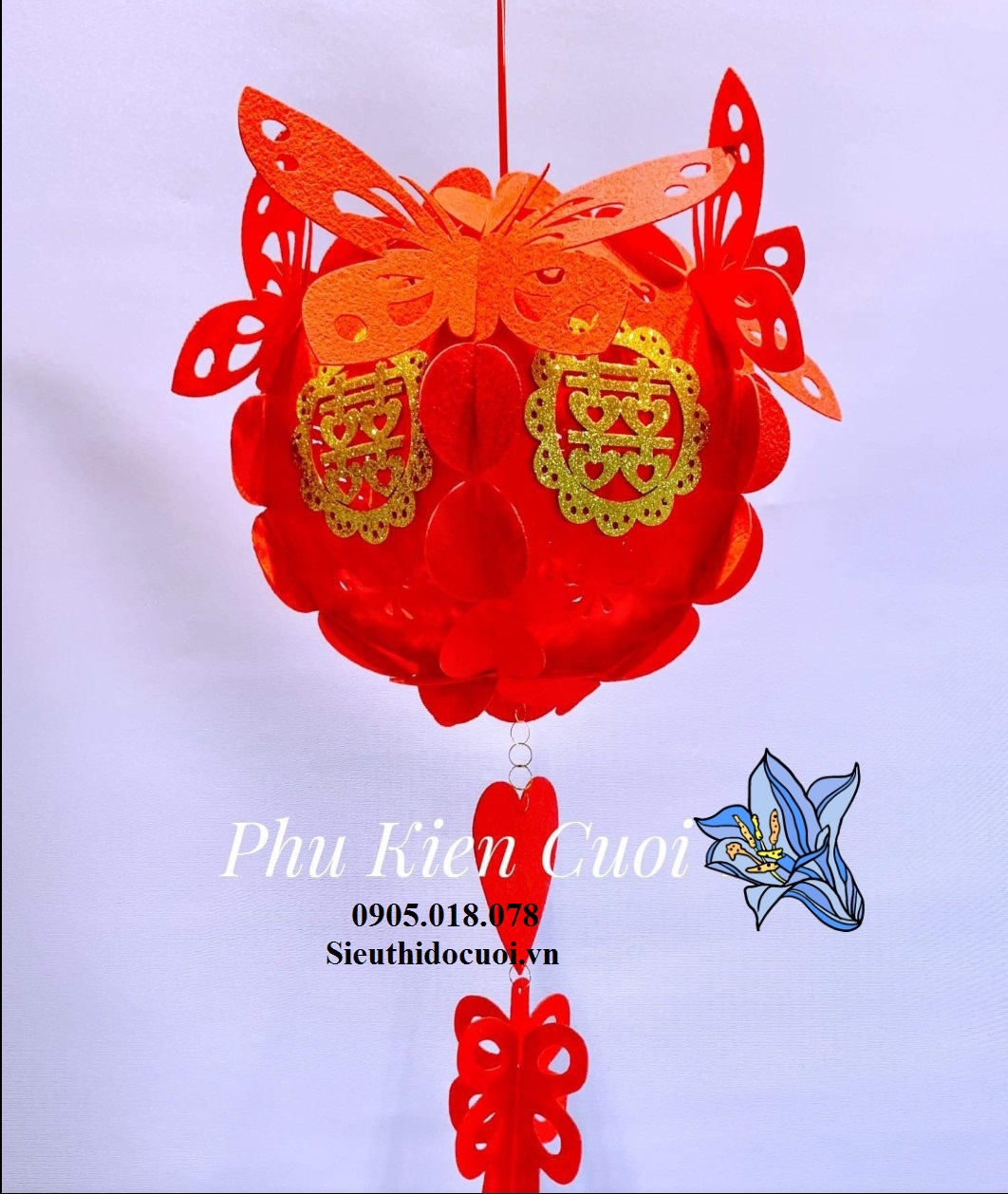 Dây song hỷ trang trí ngày cưới, Lồng đèn cưới Dây song hỷ trang trí ngày cưới, Lồng đèn cưới