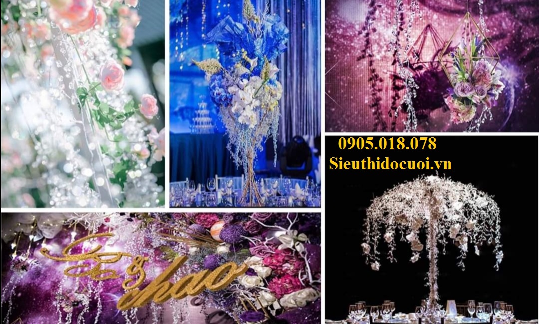 Dây kẽm kết pha lê trang trí cưới Dây kẽm kết pha lê trang trí cưới