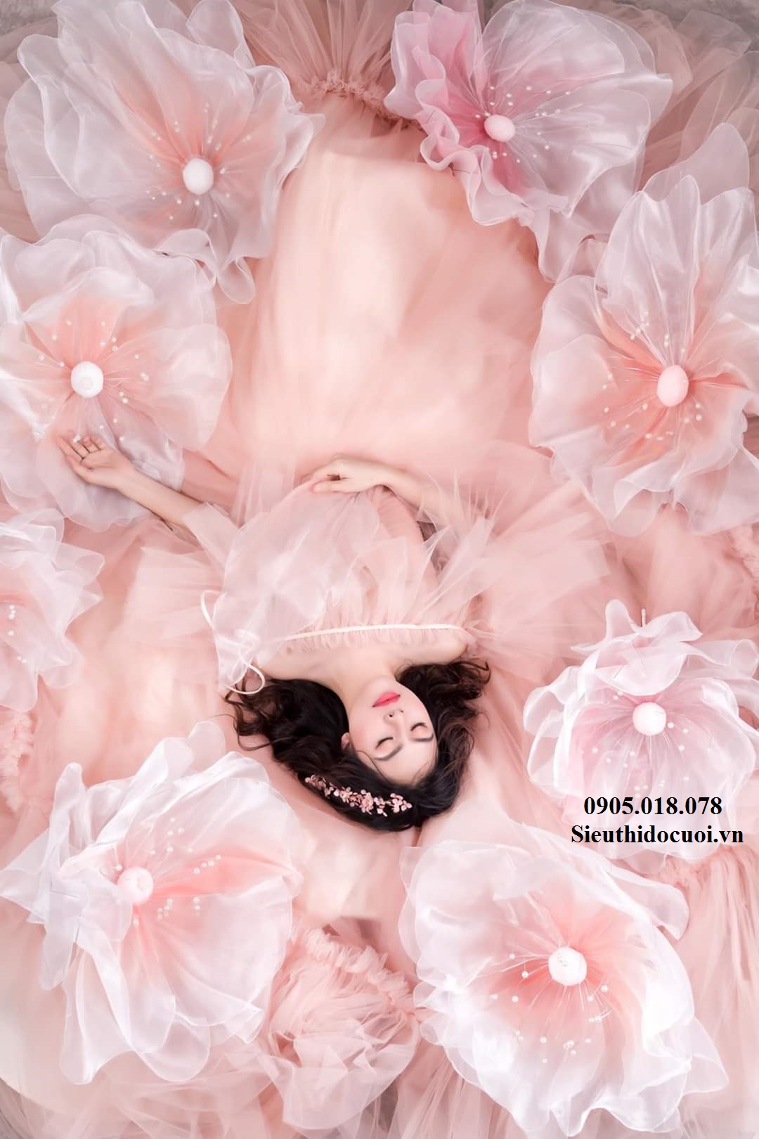 Hoa vải voan trang trí Hoa vải voan trang trí