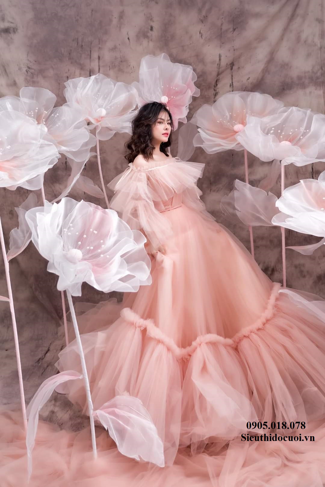 Hoa vải voan trang trí Hoa vải voan trang trí