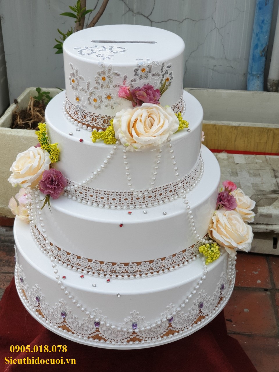 Bánh kem 4 tầng, Thùng tiền 4 tầng Bánh kem 4 tầng, Thùng tiền 4 tầng