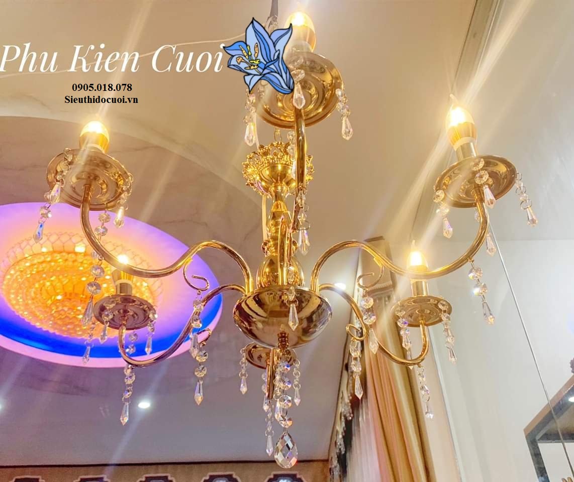 ĐÈN CHÙM PHA LÊ NẾN 6 NHÁNH (6 NẾN) ĐÈN CHÙM PHA LÊ NẾN 6 NHÁNH (6 NẾN)