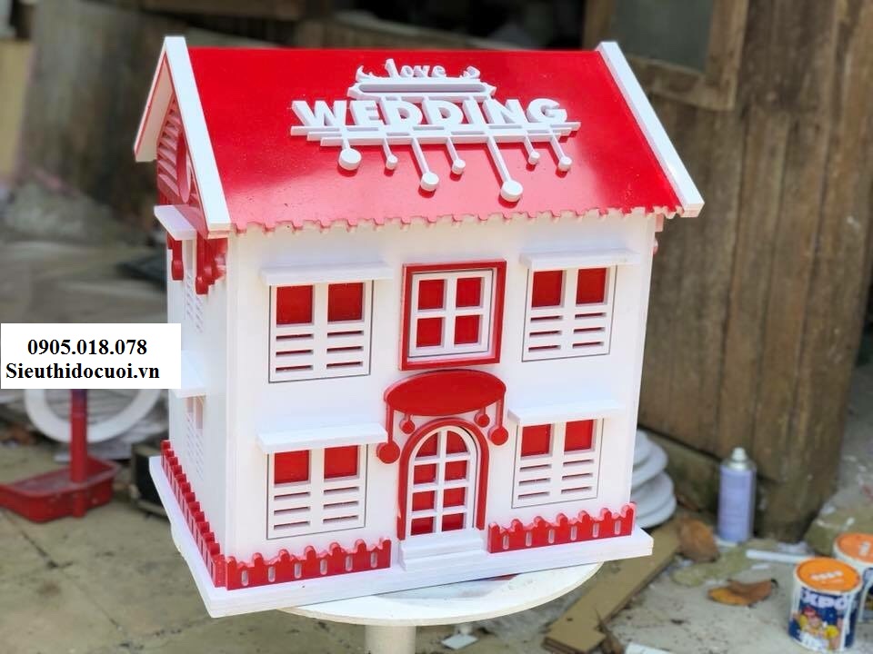 Thùng tiền đám cưới hình ngôi nhà lầu Thùng tiền đám cưới hình ngôi nhà lầu