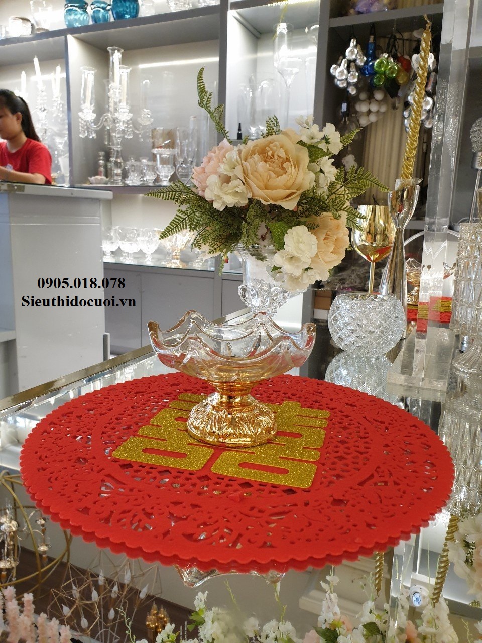 Chữ Hỷ lót bàn Chữ Hỷ lót bàn