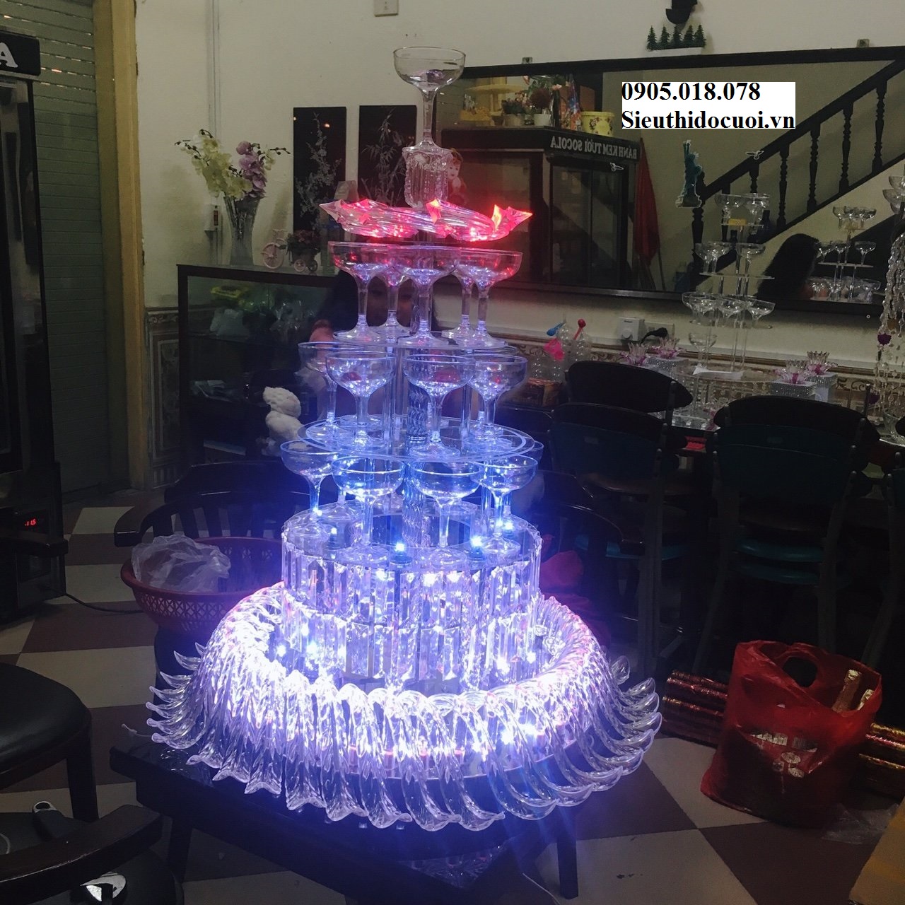 Tháp ly champagne xếp tầng mẫu TL25 Tháp ly champagne xếp tầng mẫu TL25