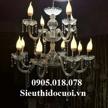 Đèn chùm pha lê nến 10 nhánh (10 nến) Đèn chùm pha lê nến 10 nhánh (10 nến)