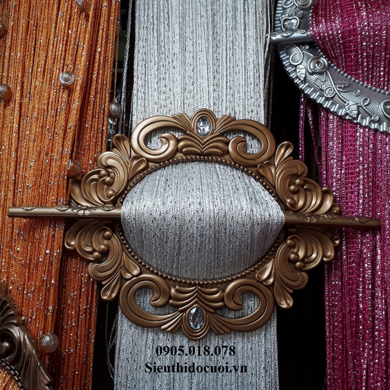 Cài rèm chỉ, cài nơ ghế Cài rèm chỉ, cài nơ ghế