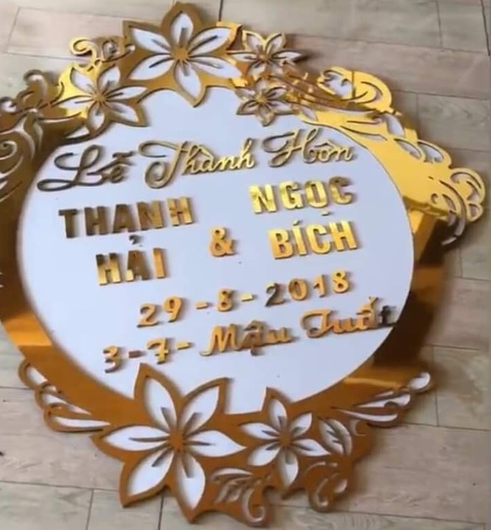 Bảng tên cô dâu chú rể bằng alu và bộ chữ số Bảng tên cô dâu chú rể bằng alu và bộ chữ số