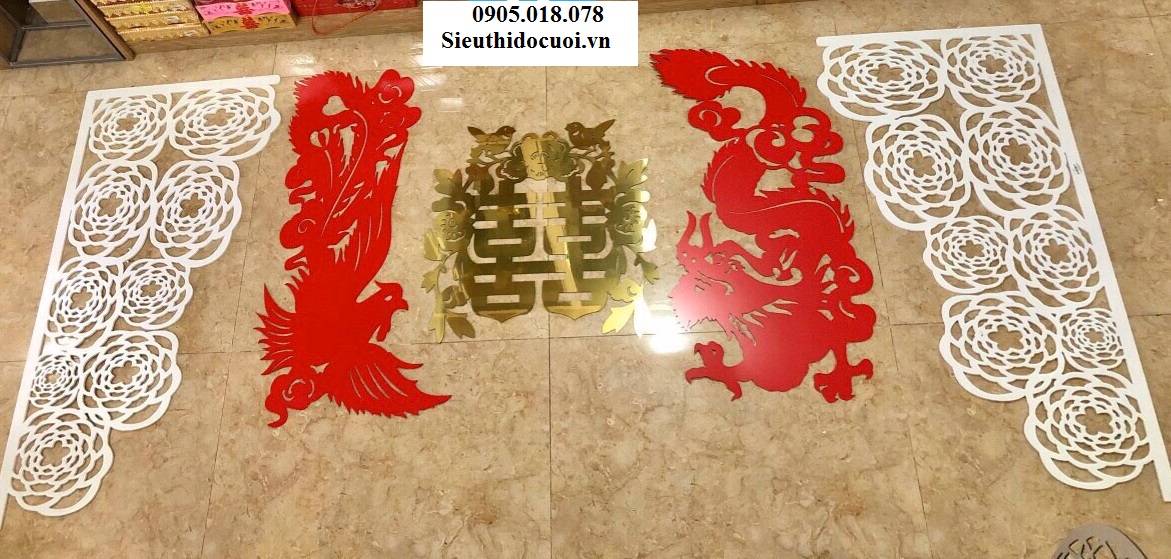 Bộ rồng phụng alu trang trí gia tiên Bộ rồng phụng alu trang trí gia tiên