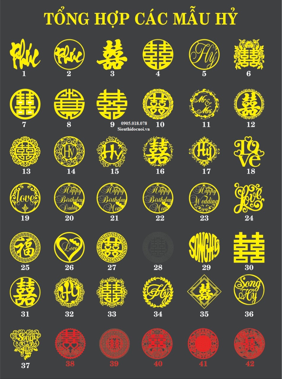 Hỷ alu, vòng alu, hoa văn alu, chữ cái alu Hỷ alu, vòng alu, hoa văn alu, chữ cái alu