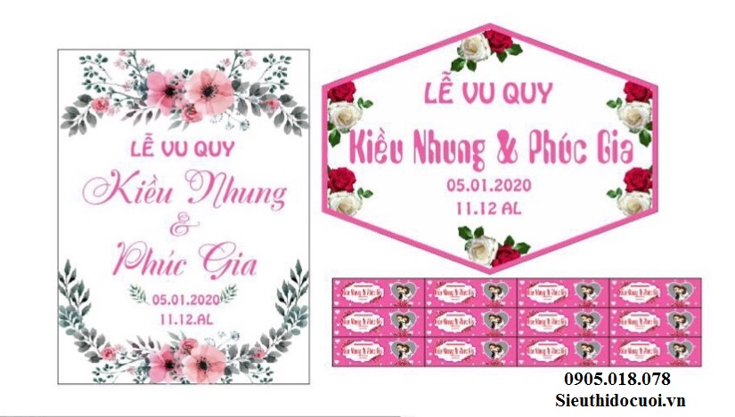 Bảng tên cô dâu chú rể bằng fomex, tem nước suối, chữ xốp Bảng tên cô dâu chú rể bằng fomex, tem nước suối, chữ xốp