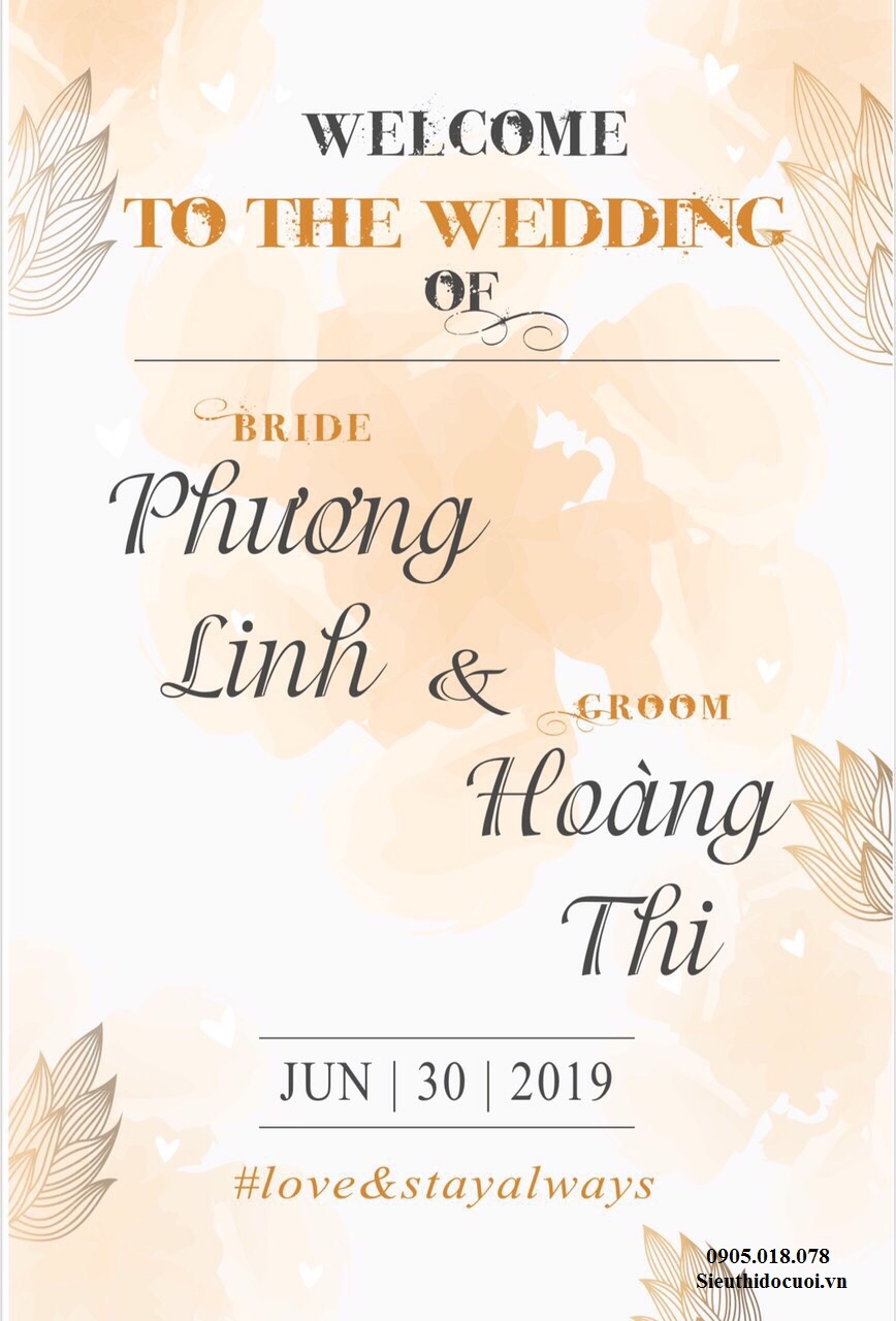 Bảng tên cô dâu chú rể bằng fomex, tem nước suối, chữ xốp Bảng tên cô dâu chú rể bằng fomex, tem nước suối, chữ xốp