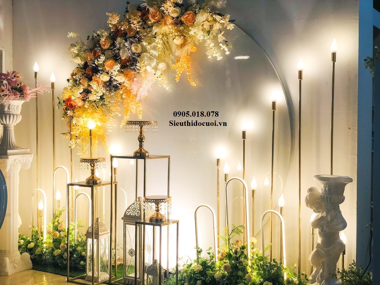 Đèn dẫn lối đám cưới đế ngang 1m Đèn dẫn lối đám cưới đế ngang 1m