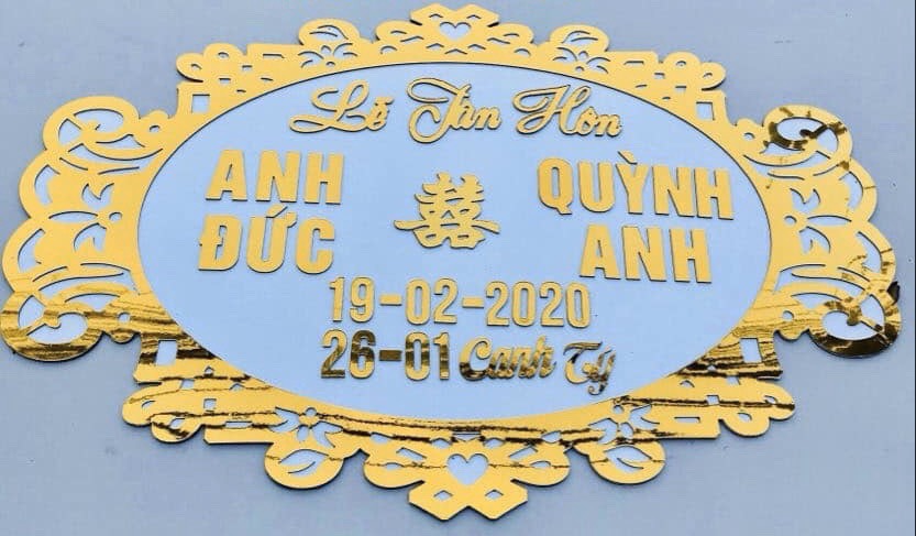 Bảng tên cô dâu chú rể bằng alu và bộ chữ số Bảng tên cô dâu chú rể bằng alu và bộ chữ số