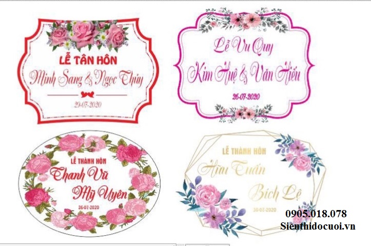 Bảng tên cô dâu chú rể bằng fomex, tem nước suối, chữ xốp Bảng tên cô dâu chú rể bằng fomex, tem nước suối, chữ xốp