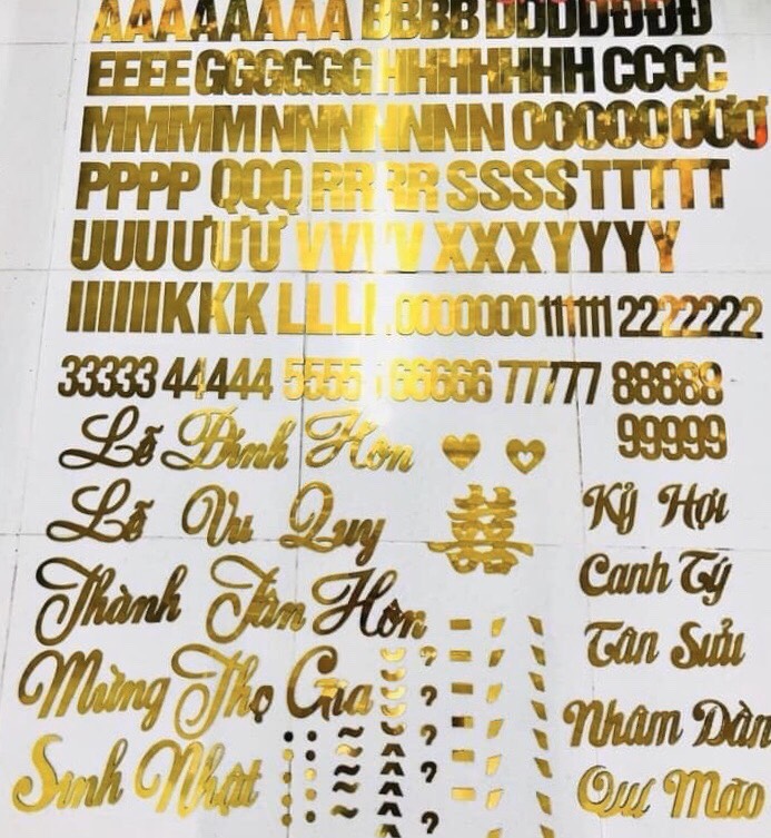Bộ chữ số và bảng tên cô dâu chú rể bằng alu Bộ chữ số và bảng tên cô dâu chú rể bằng alu