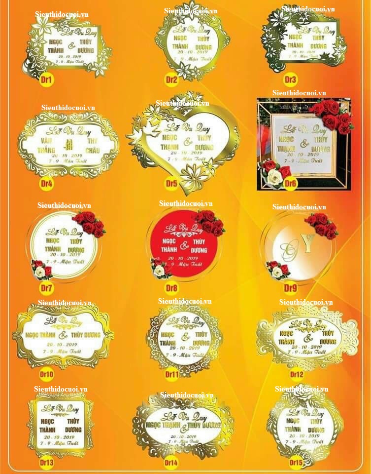 Bảng tên cô dâu chú rể bằng alu và bộ chữ số Bảng tên cô dâu chú rể bằng alu và bộ chữ số