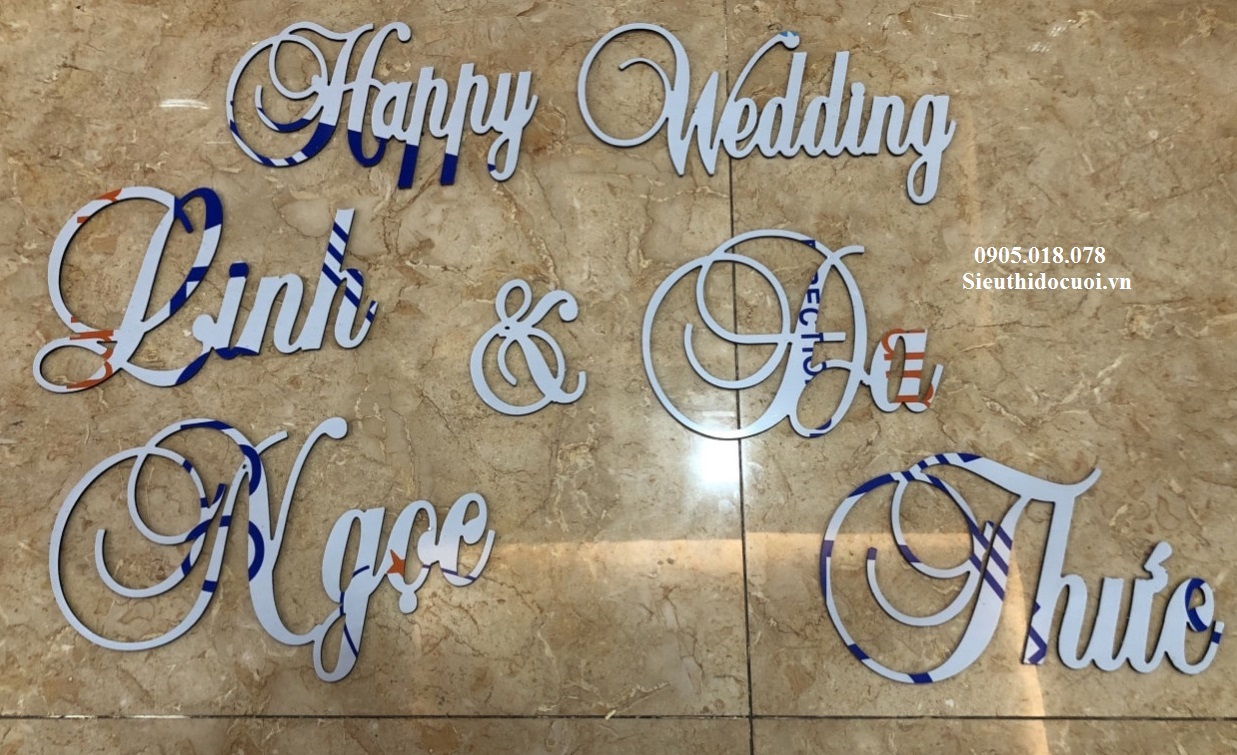 Bảng tên cô dâu chú rể bằng alu và bộ chữ số Bảng tên cô dâu chú rể bằng alu và bộ chữ số