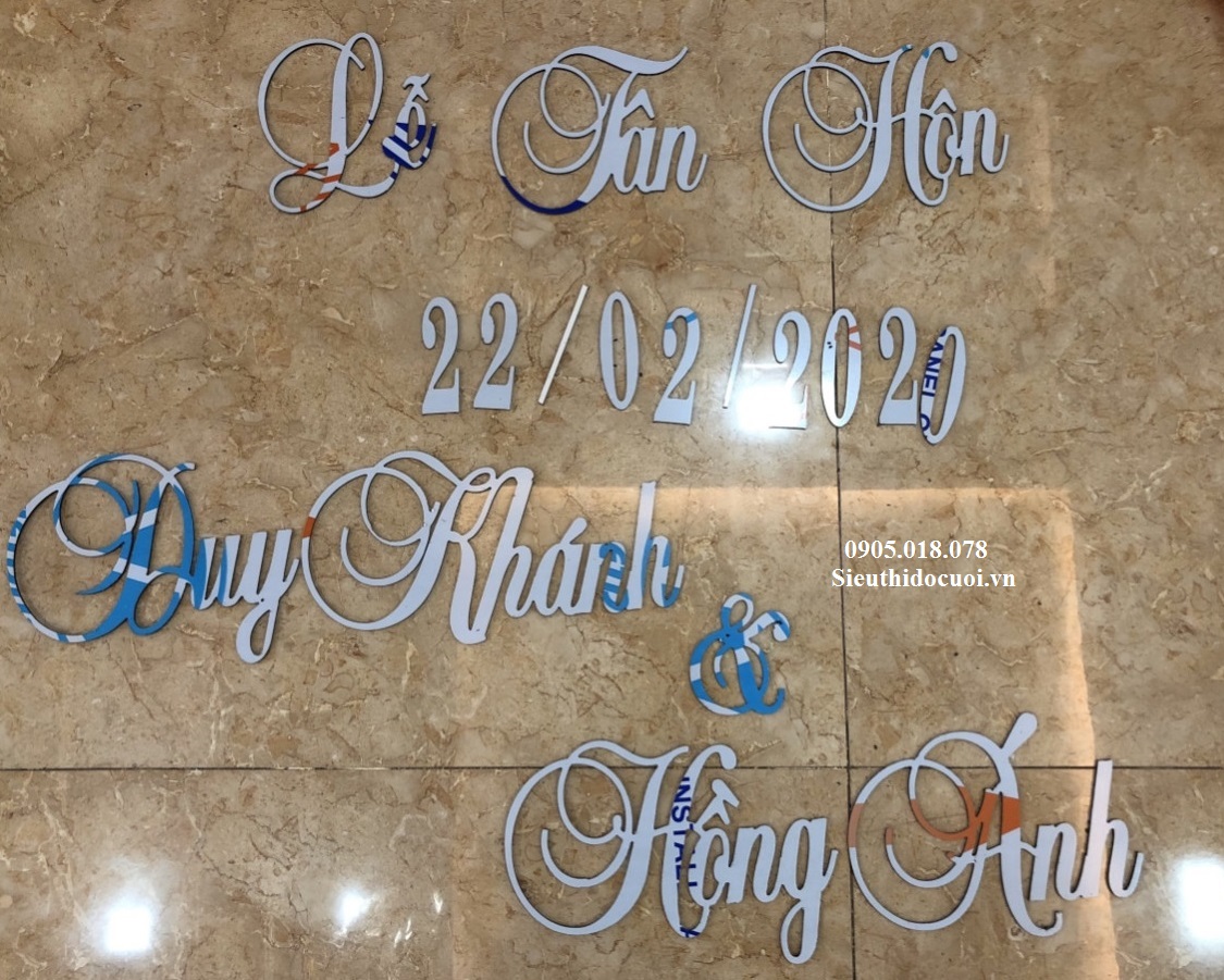 Bảng tên cô dâu chú rể bằng alu và bộ chữ số Bảng tên cô dâu chú rể bằng alu và bộ chữ số
