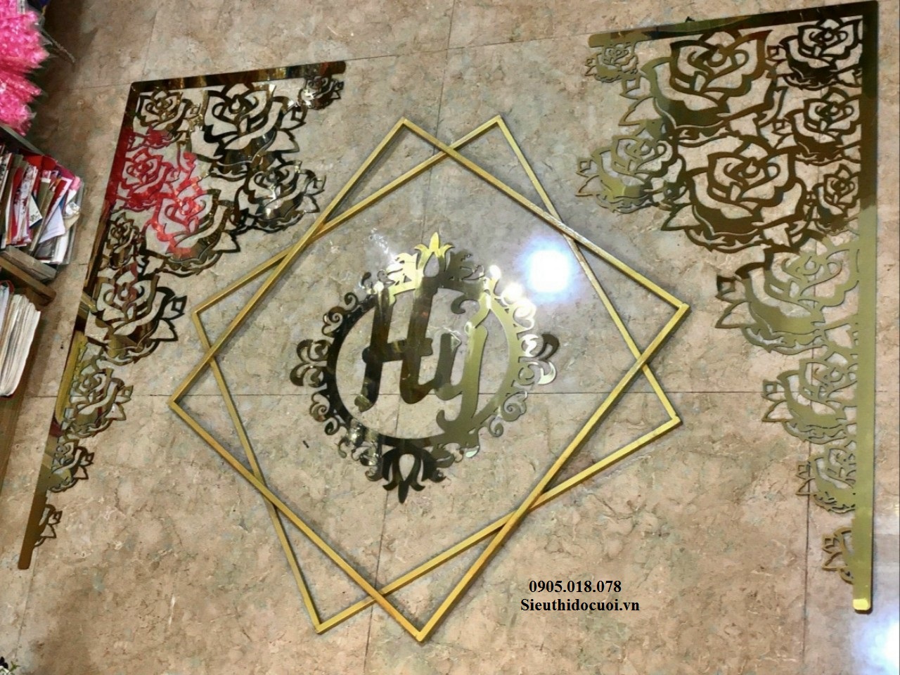 Bộ alu rồng phụng trang trí gia tiên Bộ alu rồng phụng trang trí gia tiên