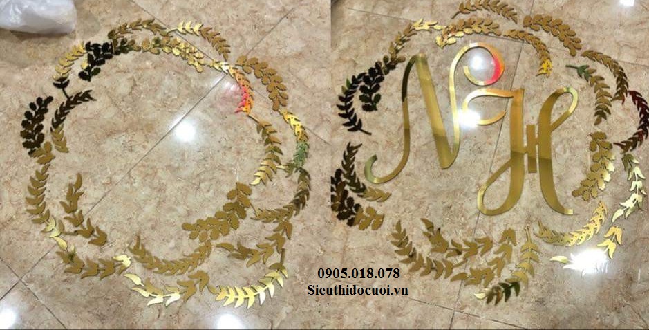 Bảng tên cô dâu chú rể bằng alu và bộ chữ số Bảng tên cô dâu chú rể bằng alu và bộ chữ số