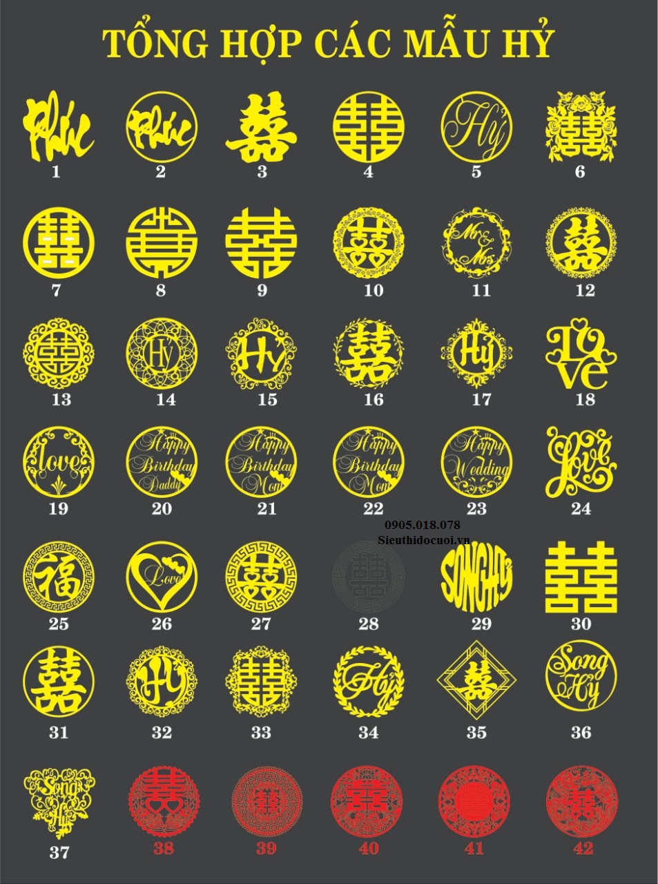 Hỷ alu, vòng alu, hoa văn alu, chữ cái alu Hỷ alu, vòng alu, hoa văn alu, chữ cái alu